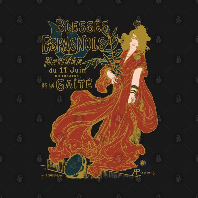 Simplified French Art Nouveau Advertising Poster, Spanish Maja Blesses Espagnols by PelagiosCorner