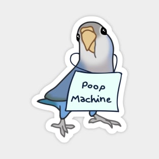 Grey Blue Lovebird - Poop Machine Magnet