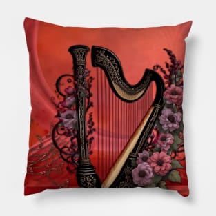 Wonderful harp with colorful flowers Pillow