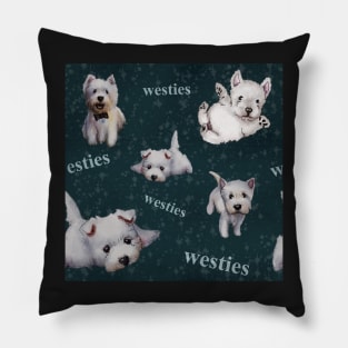 Westies mom dark blue pattern Pillow