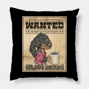 Cute Funny Doxie Dachshund Wanted Poster Pillow