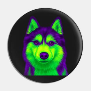 Purple and Green Husky Pin