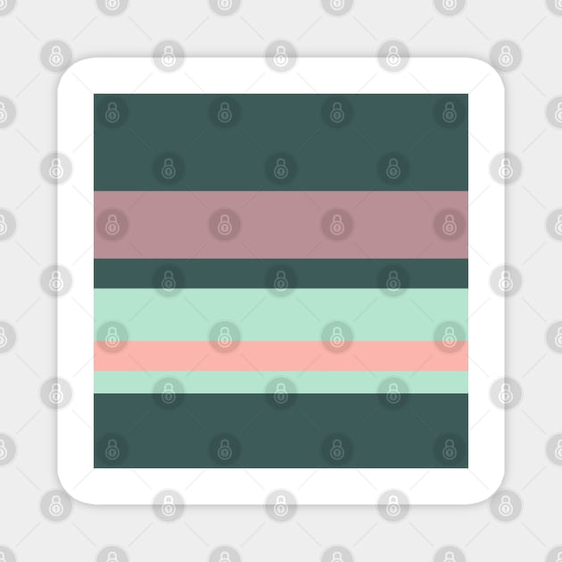 A mild bind of Feldgrau, Magic Mint, Pale Salmon and Grey Pink stripes. Magnet by Sociable Stripes