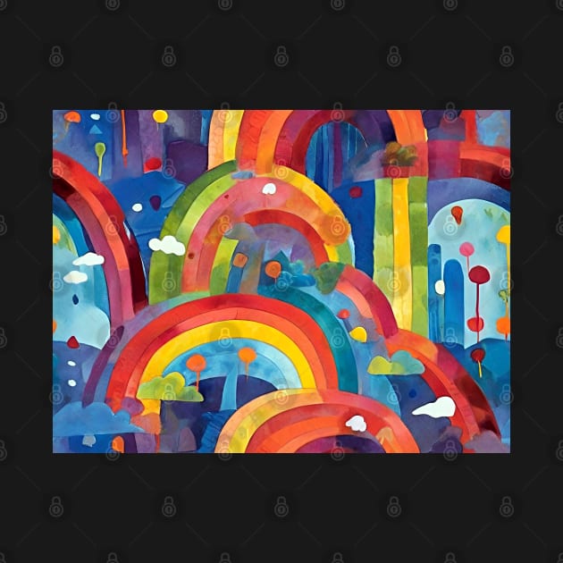 Cute Over The Rainbow Colorful Abstract Landscape by ZAZIZU