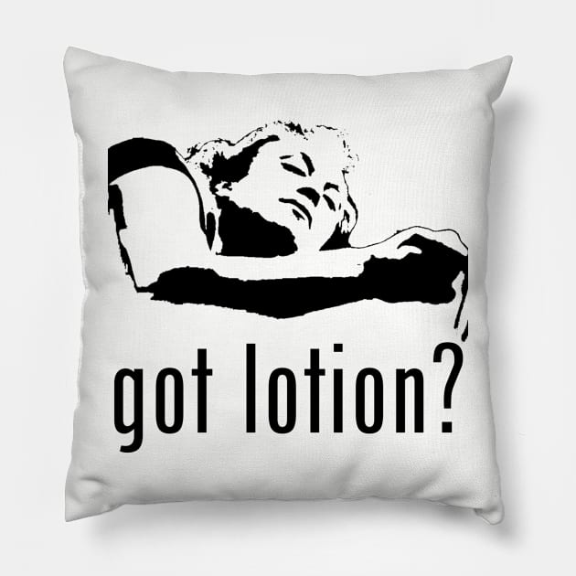 Got Lotion? Buffalo Bill (Black) Pillow by Zombie Squad Clothing