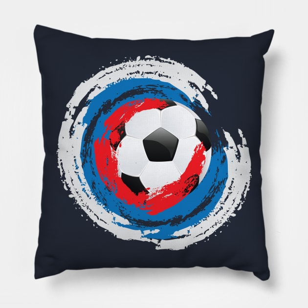 Football Ball and red, white and blue Strokes Pillow by AnnArtshock