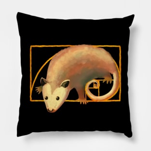 Fibonacci Spiral Opossum | Possum in Golden Ratio Spiral Pillow