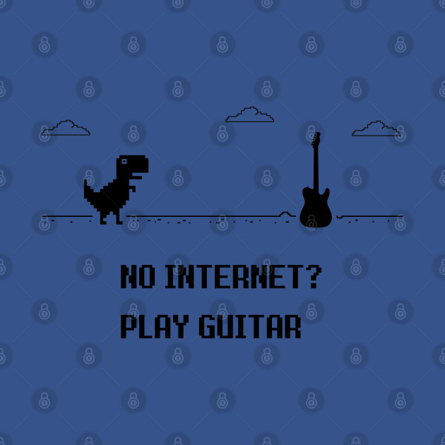 Disover No Internet? Play Guitar Light Theme - No Internet Dino - T-Shirt