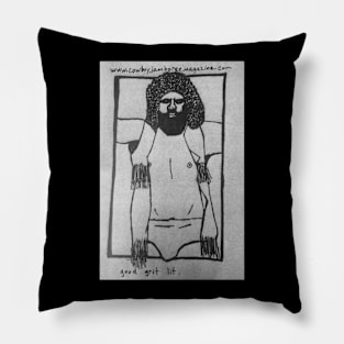 wrestler with fringe jacket and beard Pillow