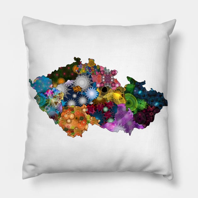 Spirograph Patterned Czech Republic Regions Map Pillow by RachelEDesigns