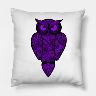 Purple Zentangle Owl Pillow