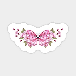 Pink Butterfly with Sakura Magnet