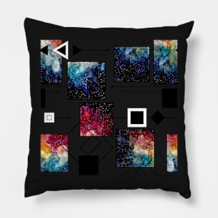 Vivid Nebula, Squares and Lines Pillow