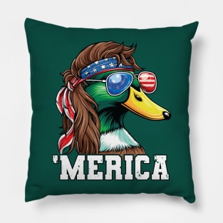 Merica Mullet Mallard Duck 4th of July Pillow