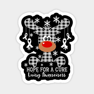 Reindeer Hope For A Cure Lung Awareness Christmas Magnet