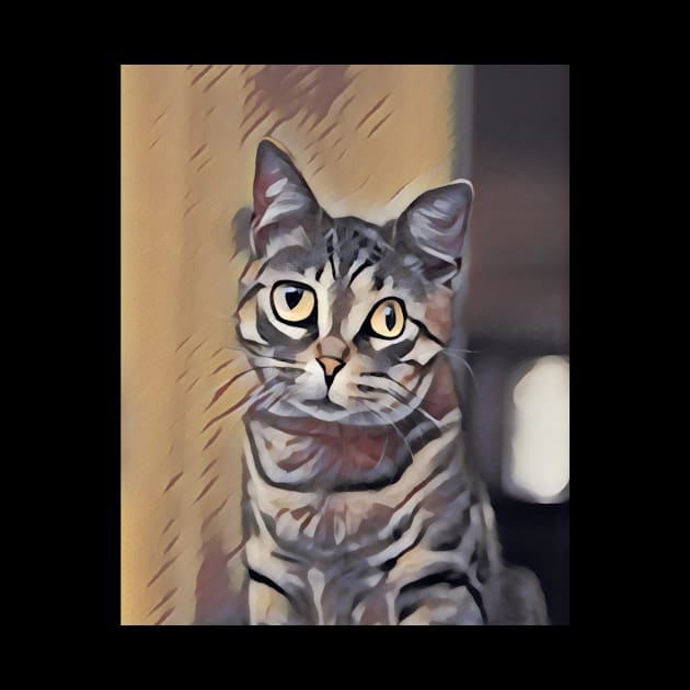 Funny cat painting abstract by miamia