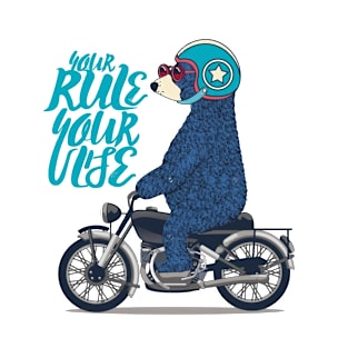 cute bear riding vintage motocycle T-Shirt