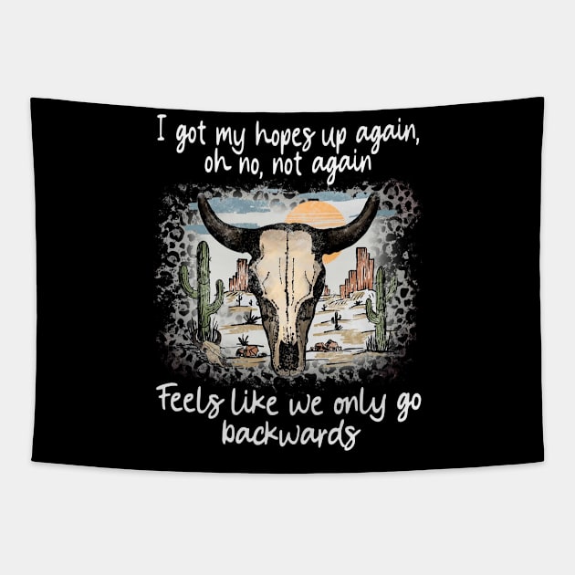 We're On The Borderline Caught Between The Tides Of Pain And Rapture Bull Skull Deserts Tapestry by KatelynnCold Brew