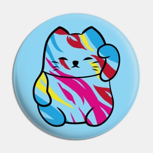 Lucky cat fusion zebra pop art Pin