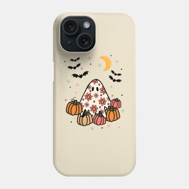 Flower ghost, cute ghost, spooky season, Halloween shirt, girly ghost Phone Case by Netmagic