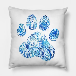Blue Elephant Paw Print Pillow