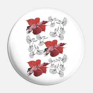 Birds In Flight & Poinsettia Pin