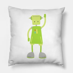 Cute Robot, Funny Robot, Silly Robot, Green Robot Pillow