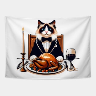 Happy Thanksgiving Ragdoll Cat Tapestry