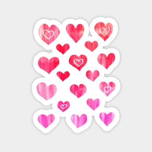 Painted Pink Hearts Magnet