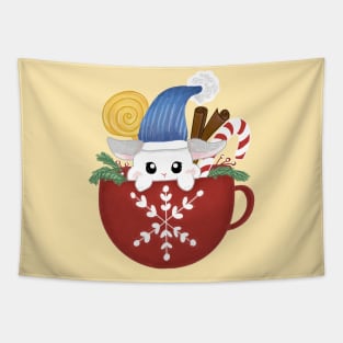 Claude in the christmas mug _ Bunniesmee Christmas Edition Tapestry