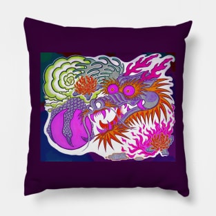 Neon Dragon With 4 Elements Variant 15 Pillow