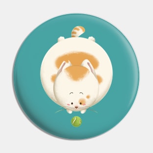 Rounded cat Chasing Tennis Ball Pin