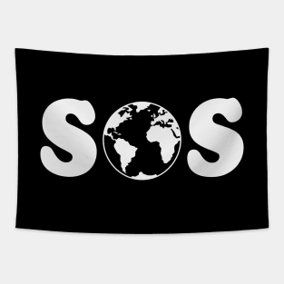 SOS – Earth Overshoot Day / Climate Change (White) Tapestry