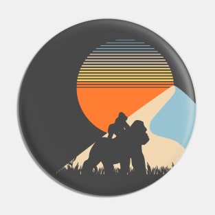 Gorilla Sunset Retro Pin