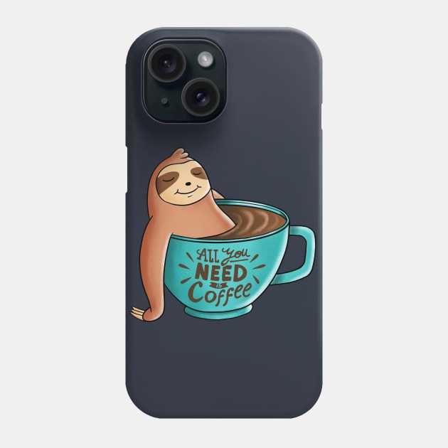 Coffee Sloth Phone Case by coffeeman