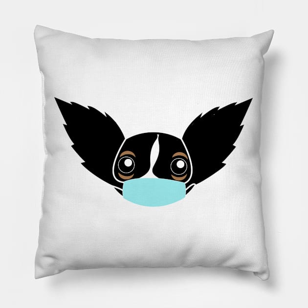 Hola Rico Face Mask On White Backdrop Pillow by mort13