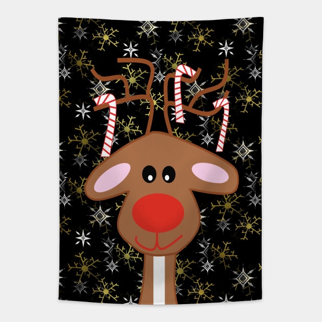 Red Nose Reindeer Christmas Tapestry by SartorisArt1