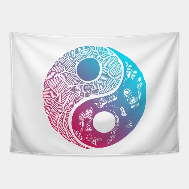 Dual Color Abstract Yin Yang Tapestry by kenallouis