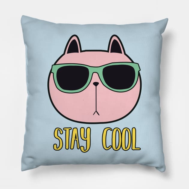 cool cat - cat with eyeglass Pillow by teemarket