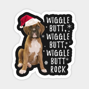 Wiggle Butt Rock, Boxer Dog Sweater for the Holidays Magnet