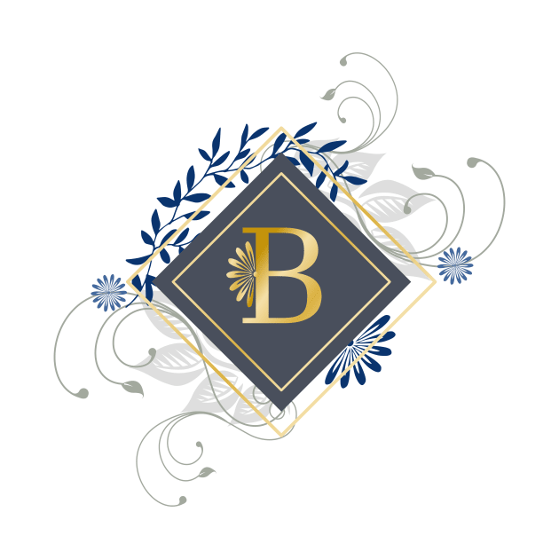 B, blue and gold initial monogram. by ArtsByNaty