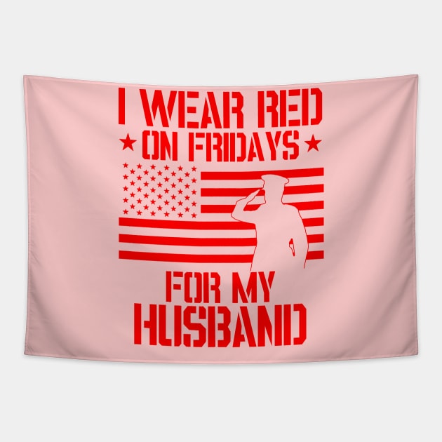 I wear RED on Fridays for my husband - Patriotic Tapestry by Revinct_Designs