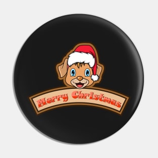 Sticker and Label Of  Dog Character Design and Merry Christmas Text. Pin