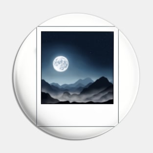 Glowing Moon Over Foggy Mountains Pin