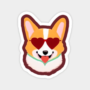 Corgi Dog with Heart Glasses Magnet