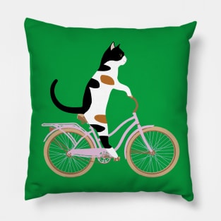 Cat on a Bicycle Funny Pillow