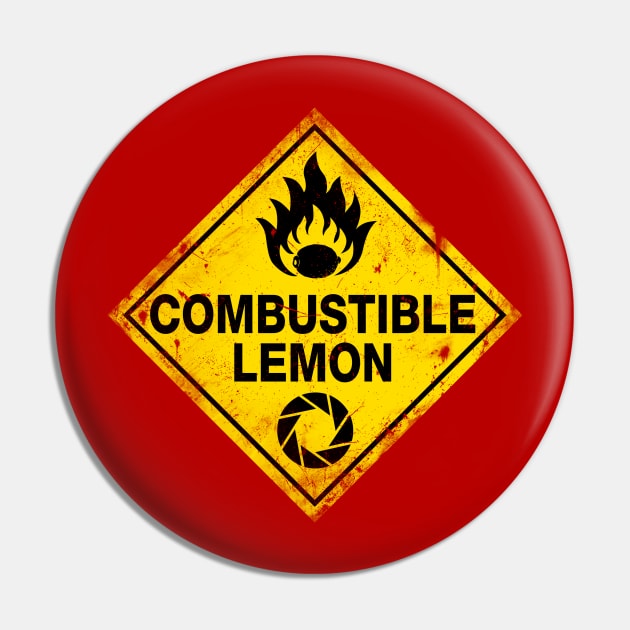 Combustible Lemon Warning Sign Pin by R-evolution_GFX