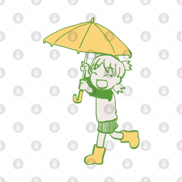 rainy season yotsuba in rain boots and umbrella by mudwizard