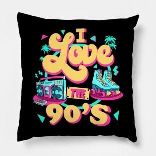 I Love The 90s Vibes Retro Party 1990's I Heart The Nineties Pillow