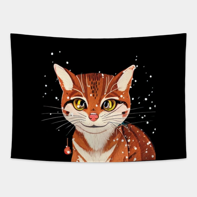 Cutest Rusty Spotted Cat Tiny Kitten Christmas Adorable Smallest Cat in the World Tapestry by Mochabonk